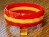 BB417 red & yellow carved and laminated bakelite bangle